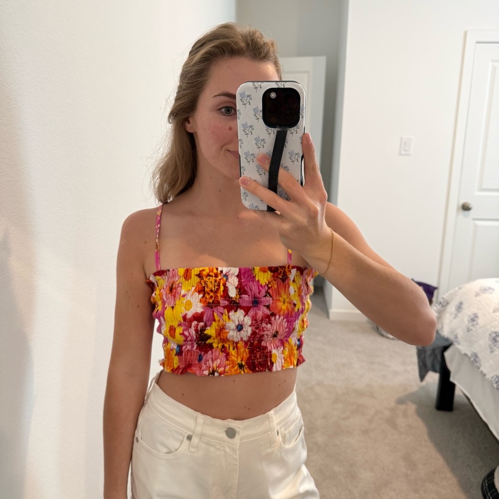 Floral Smocked Cropped Tank Top - XS Buddy Love